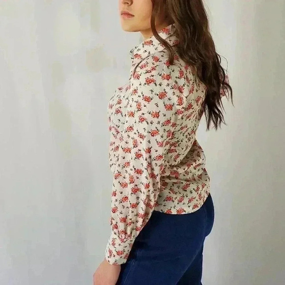 Rare Vintage 70s Sears JR Bazaar Western Floral Button Up Shirt - Picture 6 of 8